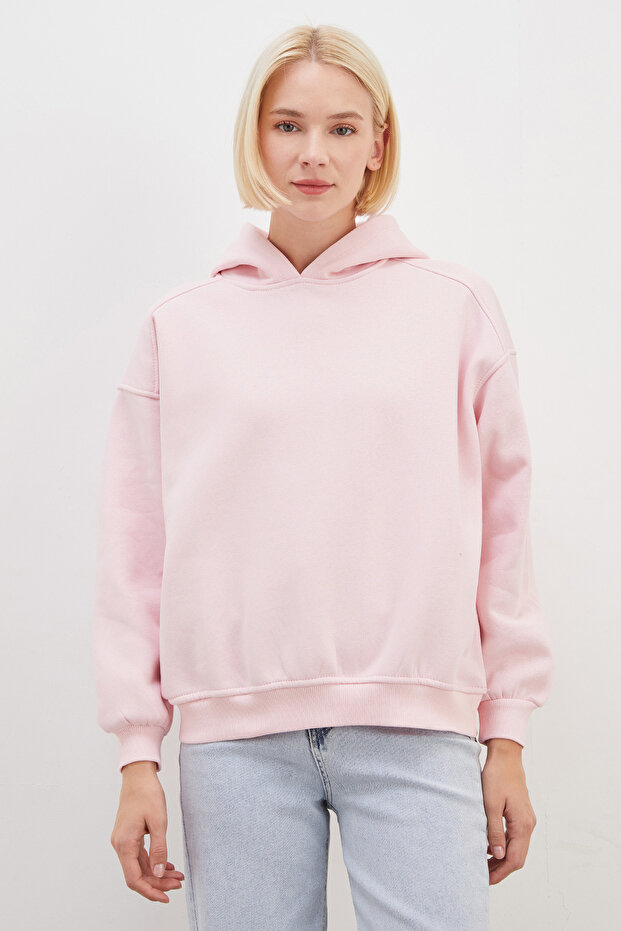 3 Thread Ribbed Hooded Oversized Sweatshirt