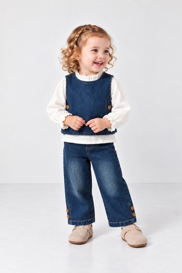 Girls' Shirted Denim Suit