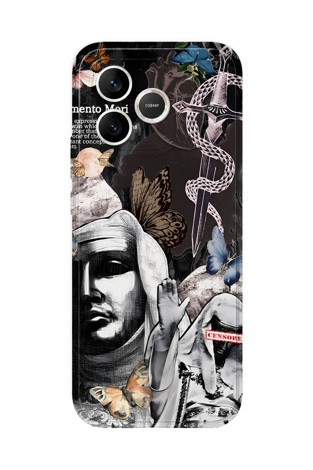 Honor 600 Lite Compatible Gothic Butterfly Pattern Transparent Phone Case
