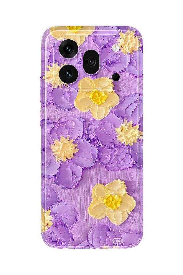 Honor 600 Pro Compatible Purple Yellow Floral Pattern Transparent Phone Case
