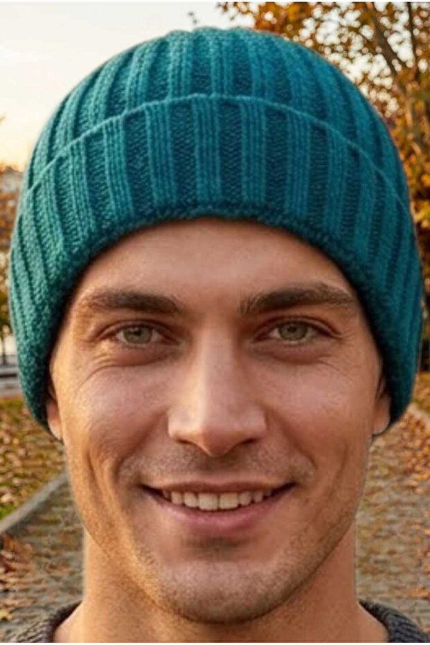Men's Ribbed Folded Knitwear Winter Beanie