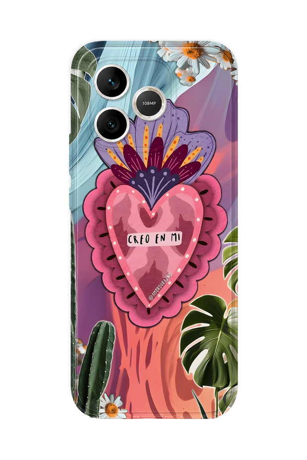 Honor 600 Lite Compatible Colorful Heart and Flower Pattern Transparent Phone Case