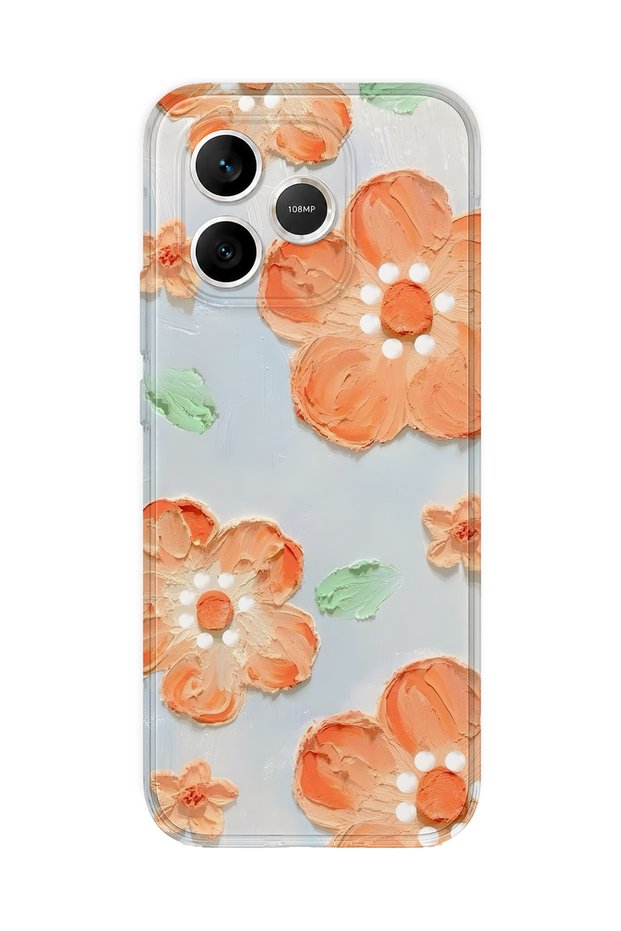 Honor 600 Lite Compatible Orange Flower Oil Painting Pattern Transparent Phone Case