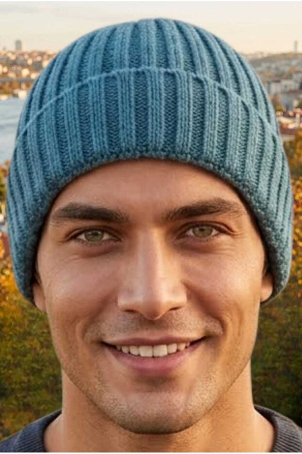Men's Ribbed Folded Knitwear Winter Beanie