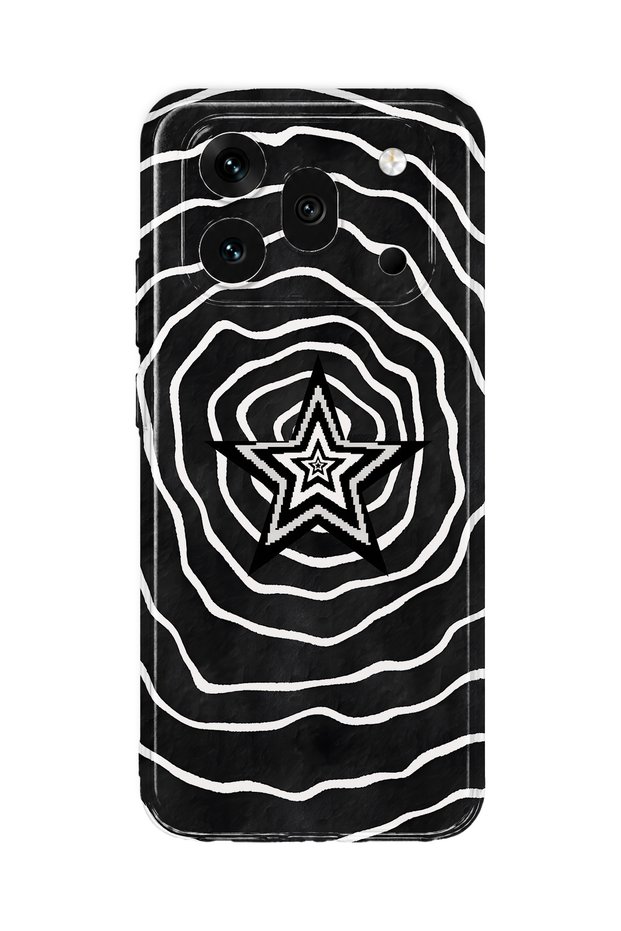 Honor 600 Pro Compatible Black and White Star Pattern Transparent Phone Case