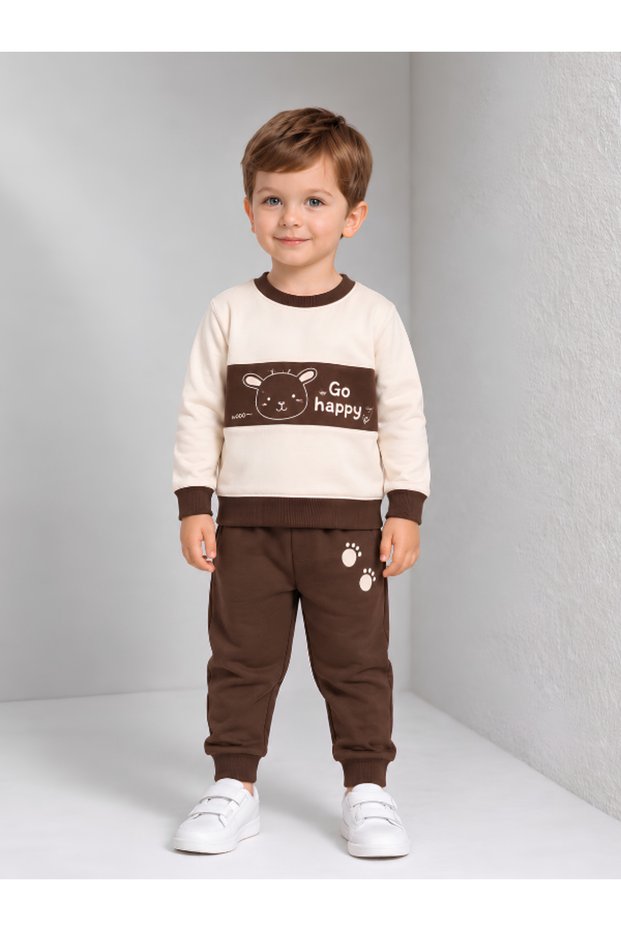 Children's Printed Top and Bottom Sweatshirt Tracksuit Set