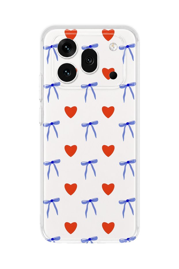 Honor 600 Pro Compatible Heart and Ribbon Pattern Transparent Phone Case