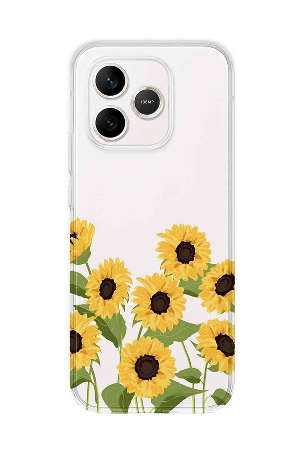 Honor 600 Lite Compatible Sunflowers Patterned Transparent Phone Case