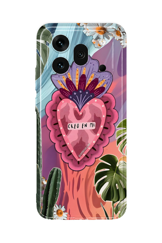 Honor 600 Pro Compatible Colorful Heart and Flower Pattern Transparent Phone Case