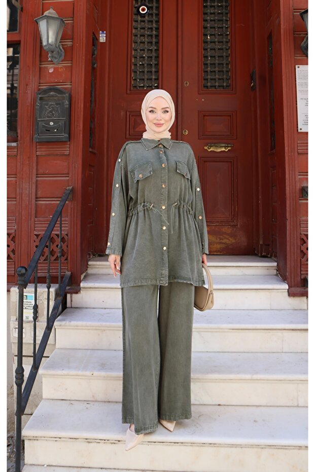 Button Detailed Tencel Suit