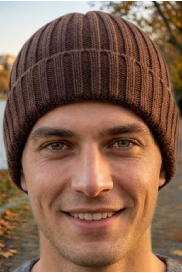 Men's Ribbed Folded Knitwear Winter Beanie