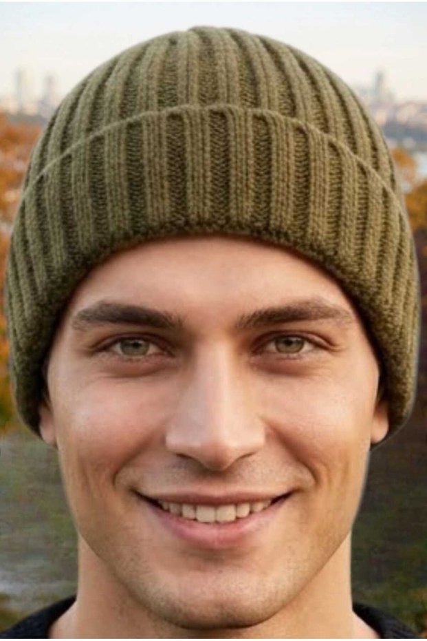 Men's Ribbed Folded Knitwear Winter Beanie
