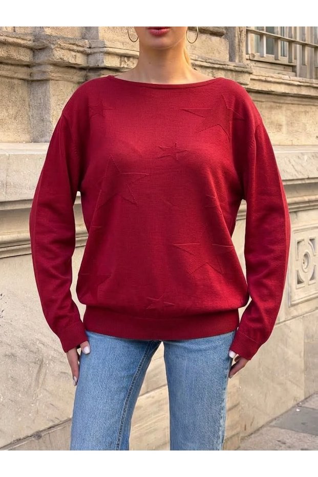 Women's Star Patterned Knitwear Sweater 40-46