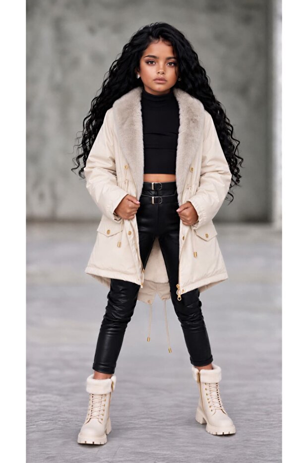 Girls' Coat Waterproof Plush Inside