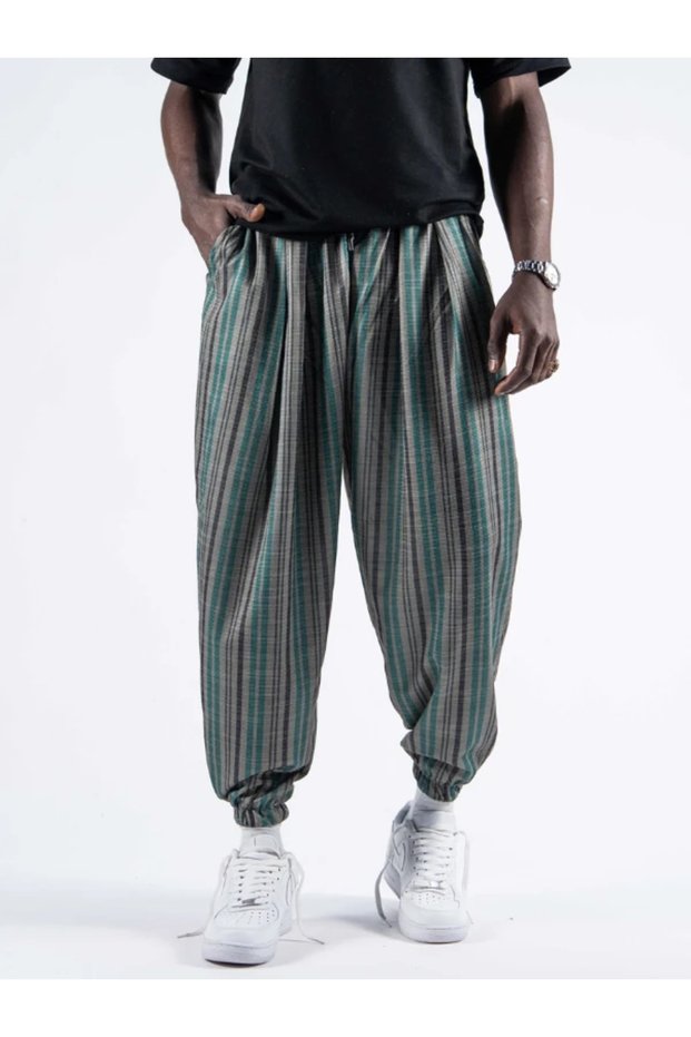 Elastic Waist Pleated Patterned Shalwar