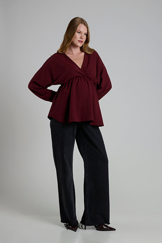 Mira V-Neck Gathered Maternity Blouse