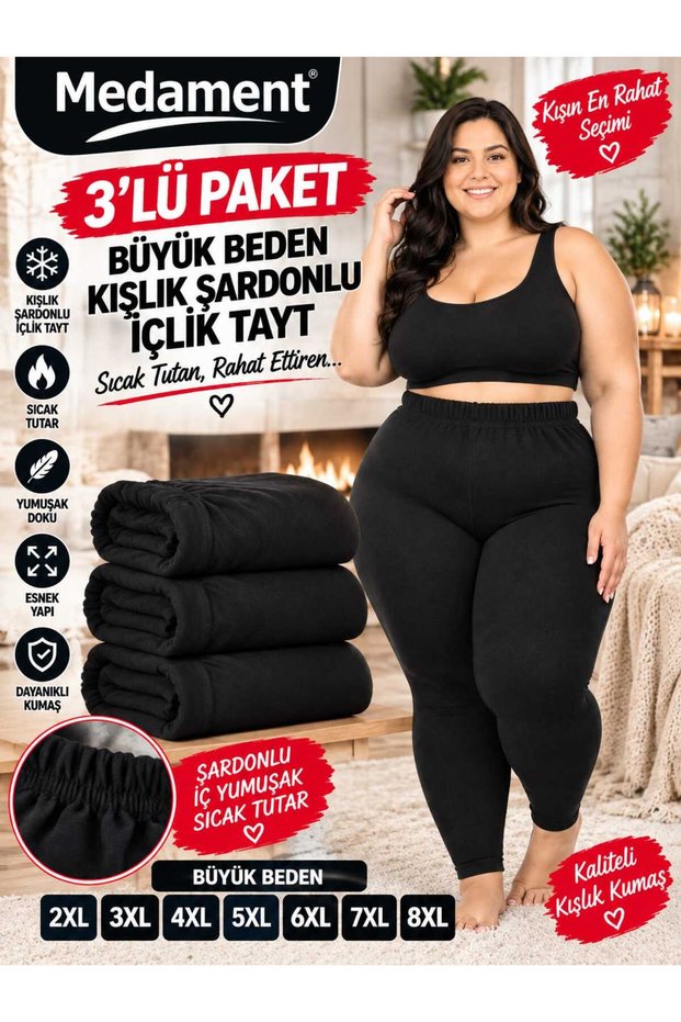 3-Pack Plus Size Winter Thermal Underwear Leggings – Warm, Soft Textured 2Xl-8Xl