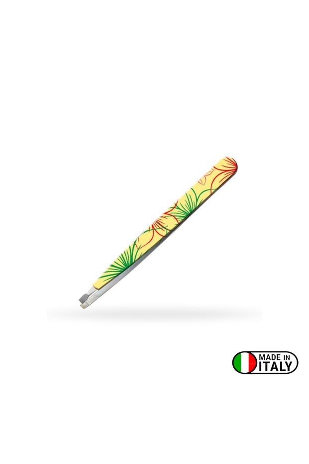 Slanted Tip Tweezers - Yellow Ground Fantastic Flowers