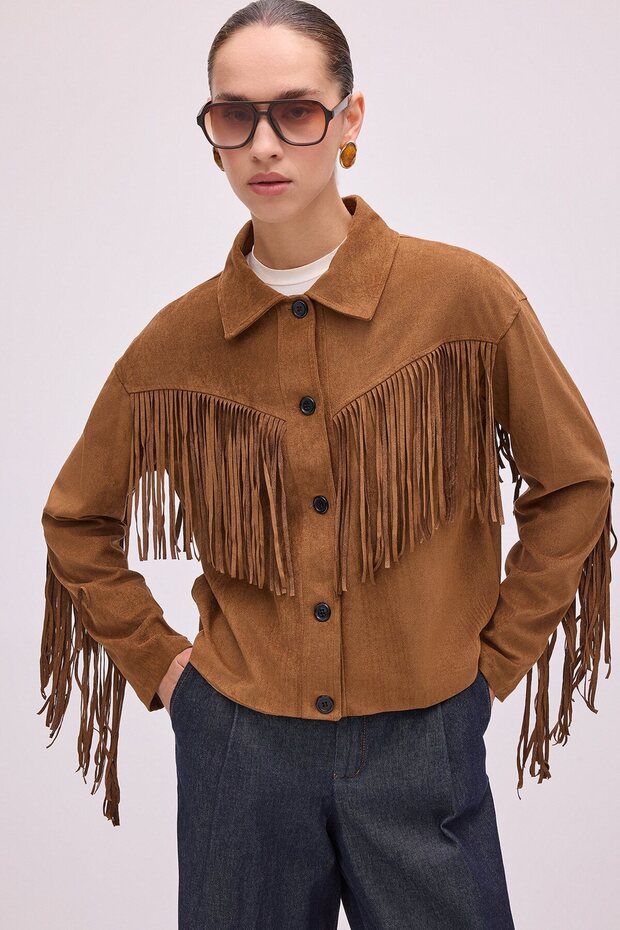 Tasseled Suede Short Jacket