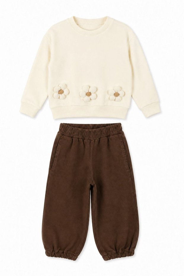 1-4 Years Old Carafa Shine Girls' Set-Ecru