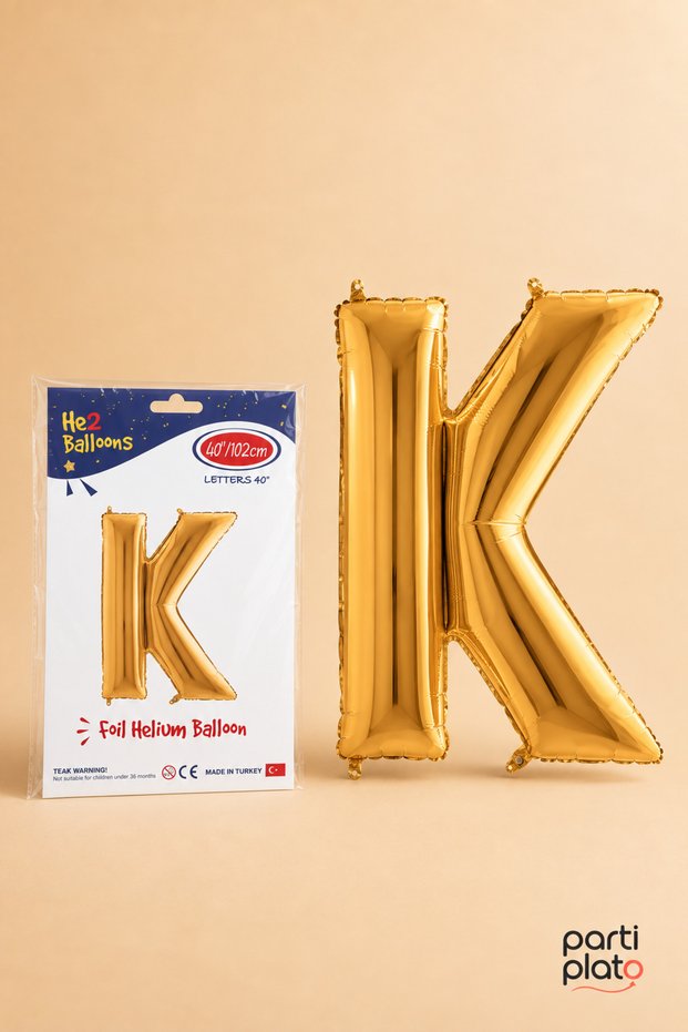 Gold Foil Balloon Letter K 40 Inch 102 Cm, Helium Compatible Gold Color Large Letter Balloon