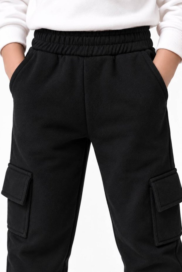 H&C Boys' Cargo Pocket Sweatpants Slim Ribbed Jogger School Sweatpants with Elastic Waist and Cuffs