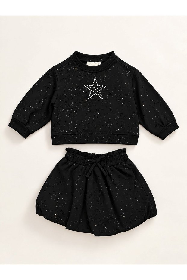1-5 Years Old Elena Star Girls' Skirt Set-Black