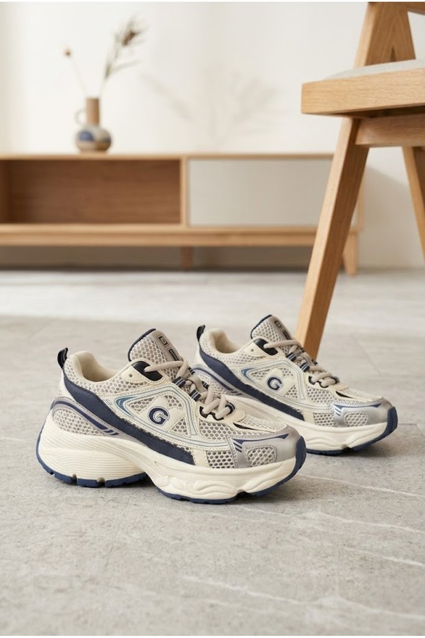 Women's Mesh Thick Sole Sneaker Lace-Up Comfortable Walking and Running Sports Shoes Chunky Sole Casual Sports Shoes