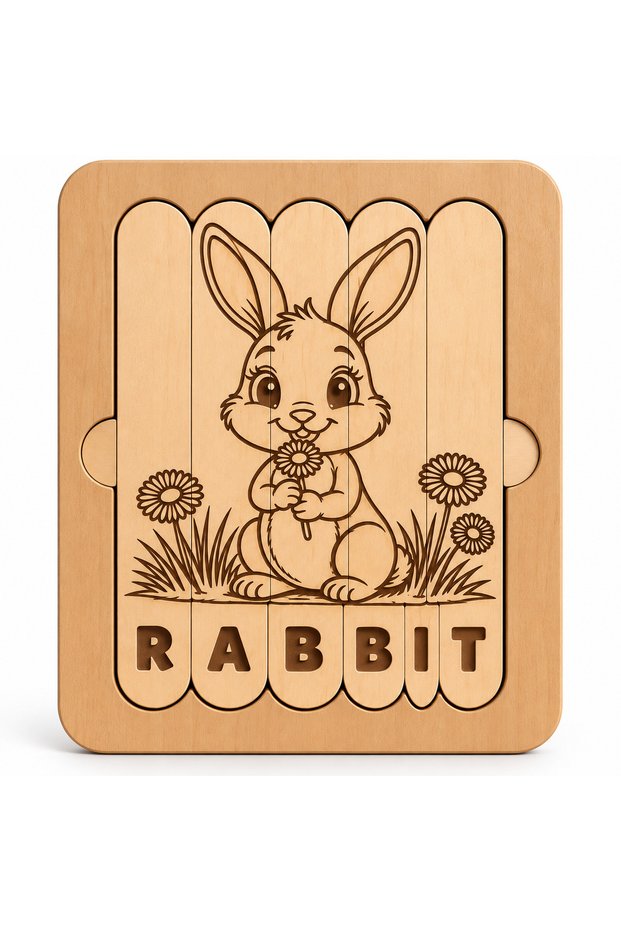 🧩 Montessori Wooden Rabbit Puzzle 20X25 cm | Rabbit Themed Educational Wooden Puzzle | Children's Puzzle 🐰 🌿
