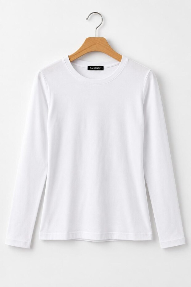 Women's Crew Neck Long Sleeve Blouse White
