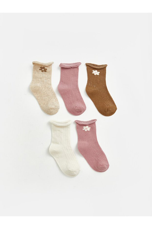 Esvab • Modern & Distinctive Floral Printed Baby Girl Socks 5-Pack