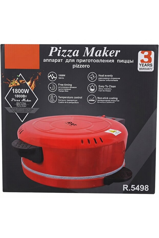 1800W Red Electric Countertop Pizza Maker