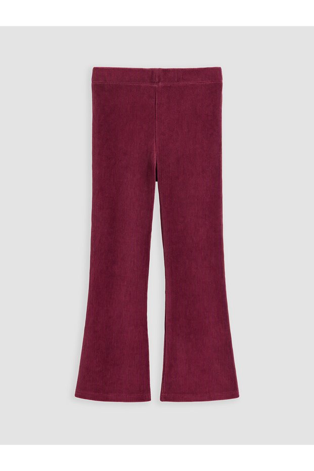 Two Mt Shop Quality Lcw Kids Burgundy Velvet Flat Tight & Slim Elastic Waist Girls' Leggings