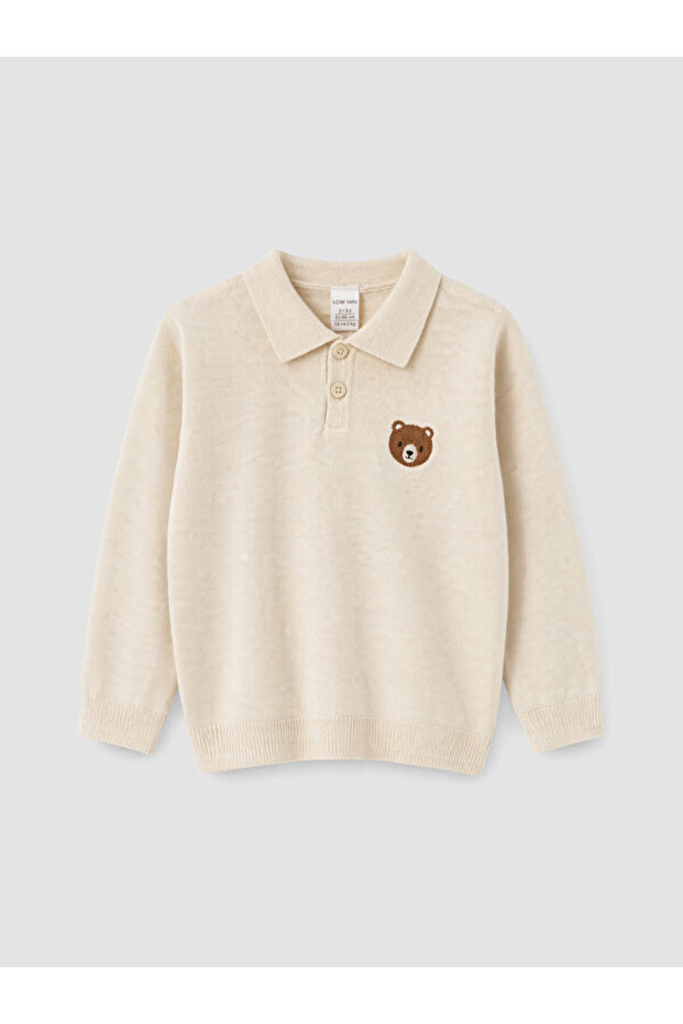 Timeless Clothing & Timeless Choices Embroidered Turn-Down Collar Baby Boy Knit Sweater