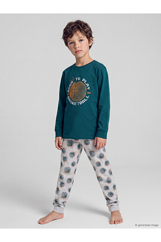 Sparkling Choices from Shining Store Zero Roba Collar Printed Boy's Pajama Set