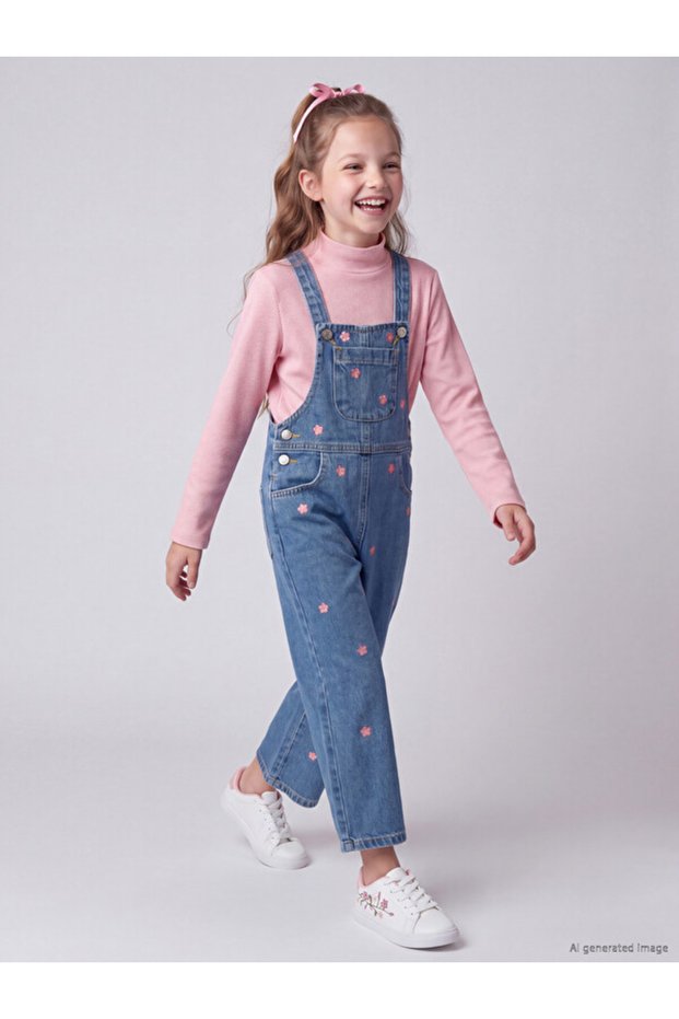 Floral Girl's Jean Salopet for Style Seekers from Uzg Store