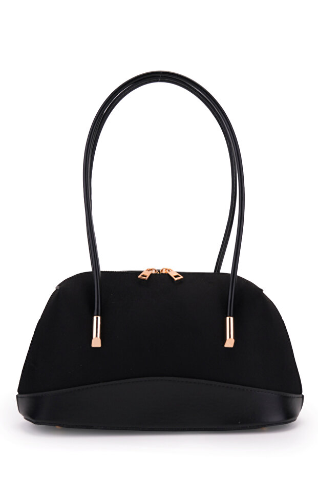 Baguette Form Suede Leather Martina Women's Shoulder Bag Black