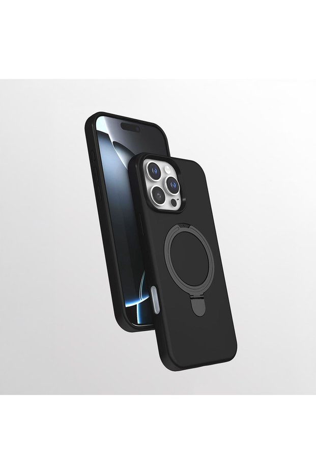 iPhone 16 Pro Max Case with 360 Degree Rotating Stand Magsafe Camera Lens Protection Silicone Omsy