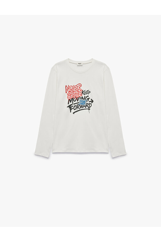 Crew Neck Long Sleeve Cotton Printed T-Shirt