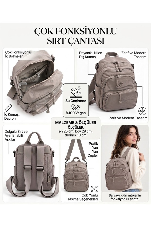Women's Multi-Functional Multi-Pocket Backpack