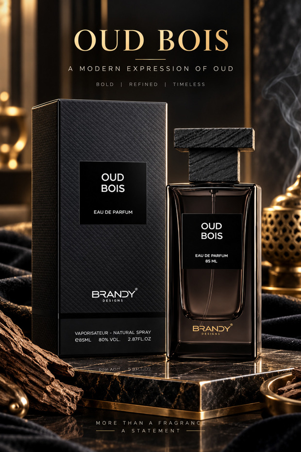 Brandy Designs Oud Bois Eau de Parfum 85ml – Luxury Oud Fragrance, Natural Spray, Made in UAE