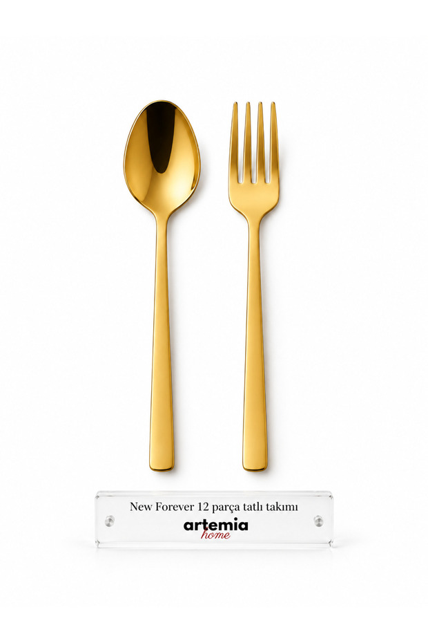 New Forever 12 Piece Gold Dessert Fork Spoon Set 18/10 Stainless Steel – for 6 People