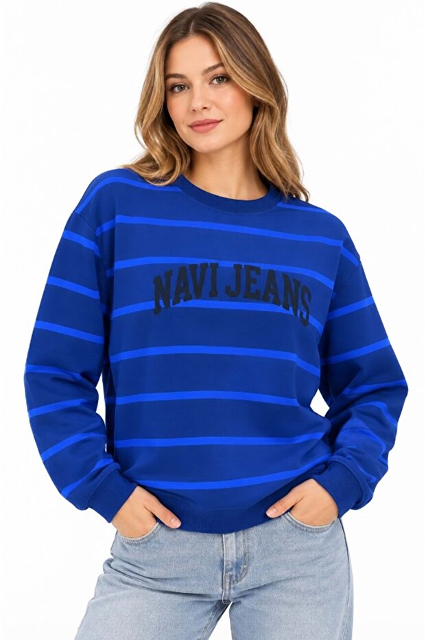 M1S20129 Jeans Logo Printed Women's Sweatshirt Dark Blue