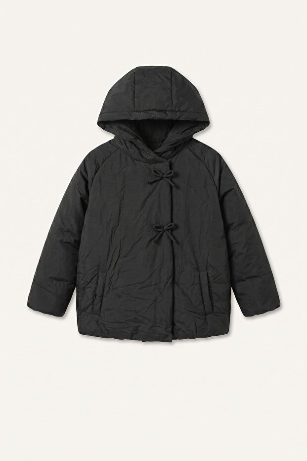 Water Repellent Bow Tie Hooded Coat Baby Girl H3661A526Au