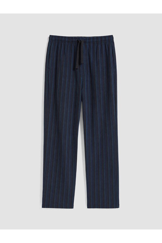 Navy Blue Regular Fit Striped Men's Pajama Bottoms