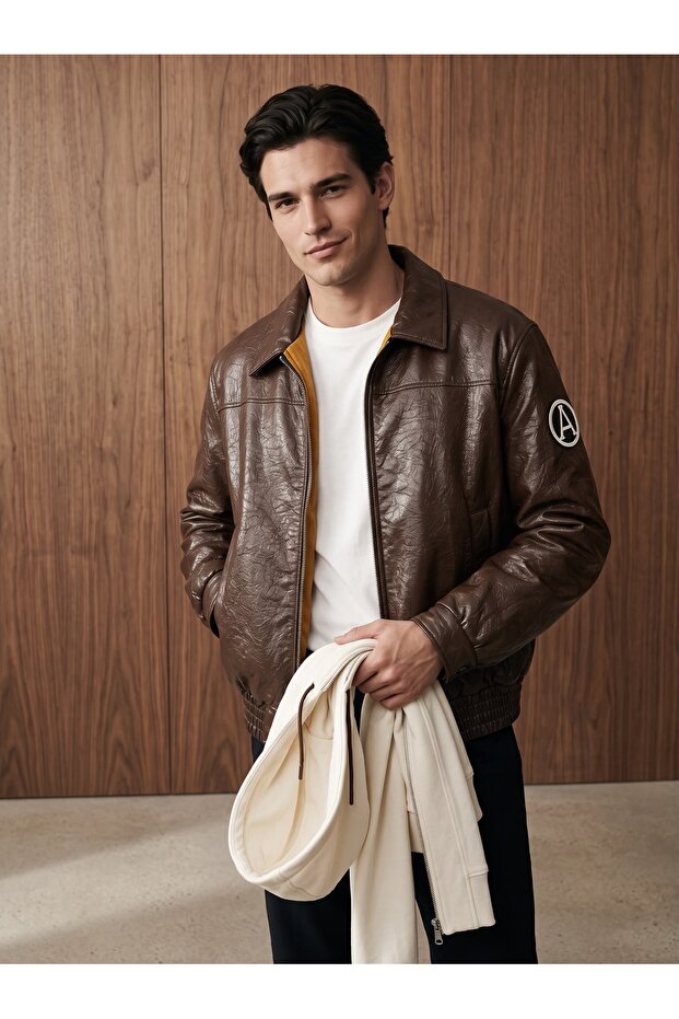 Men's Hooded Removable Leather Coat