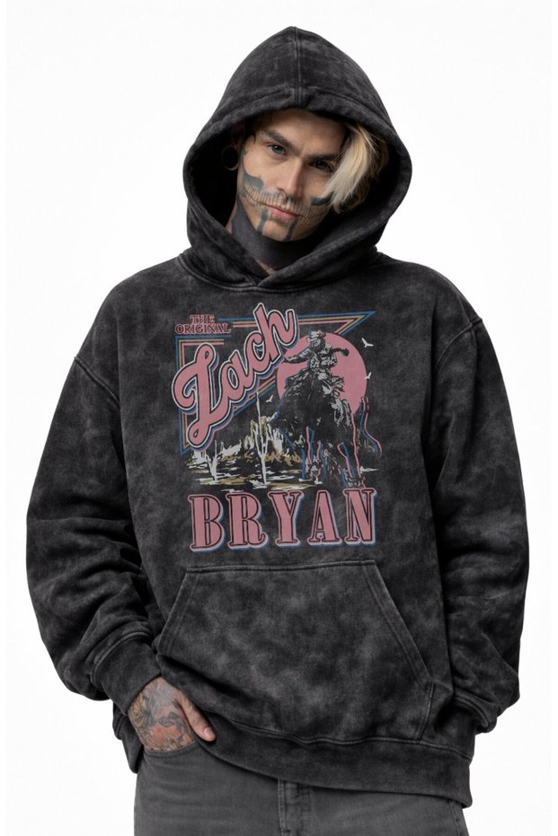 Unisex Oversize Zach Bryan Printed Hooded Washable Sweatshirt