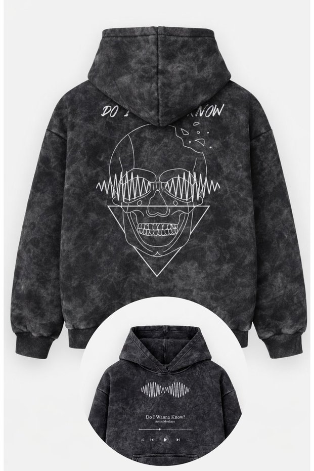 Unisex Oversize Artric Monkeys Do I Wanna Now Back Printed Hooded Washable Rock Band Sweatshirt