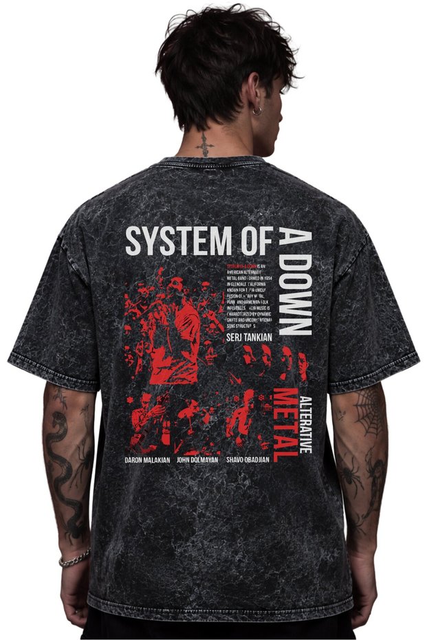 System of a down Rock Metal Music Band Printed Unisex Oversize Vintage Washed T-Shirt