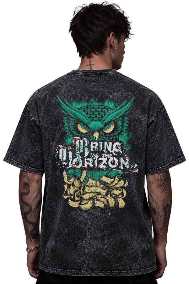 Bring Me the Horizon Rock Metal Music Band Printed Unisex Oversize Vintage Washed T-Shirt